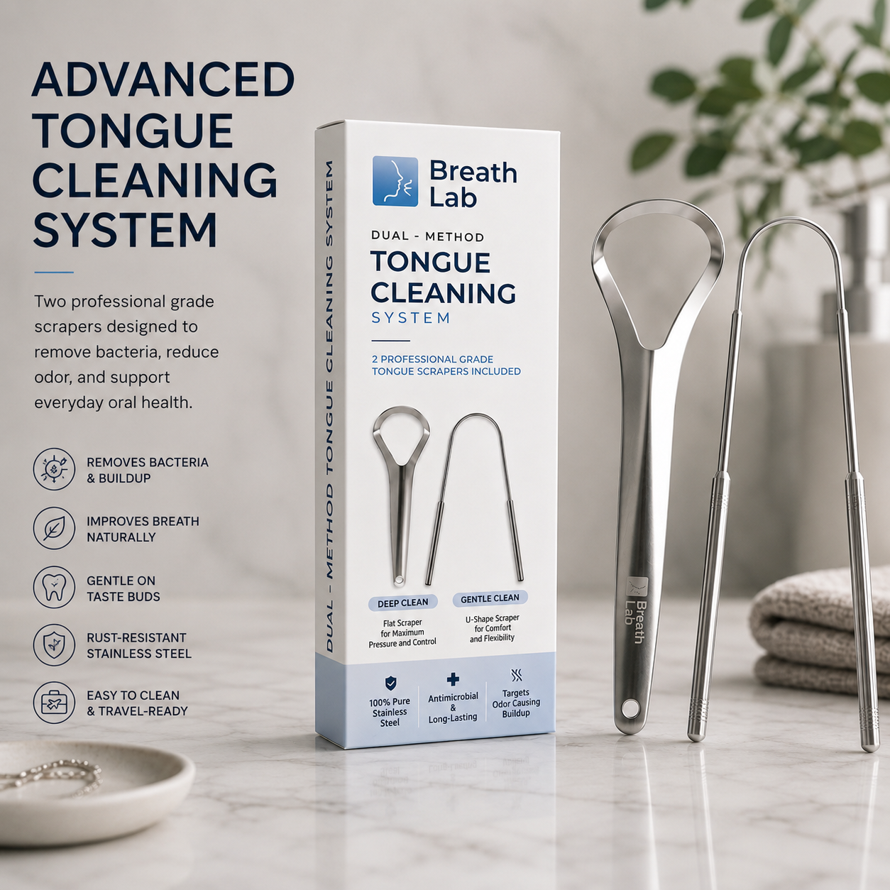 Dual-Method Tongue Cleaning System